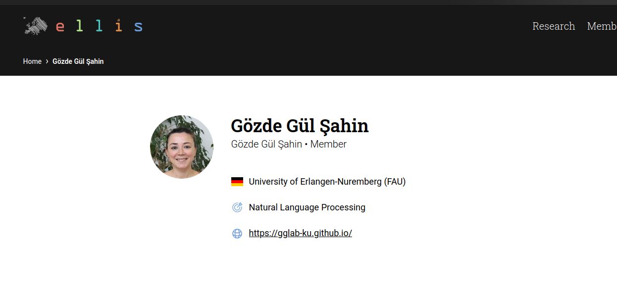 Prof. Gözde Gül Şahin - ELLIS Member
